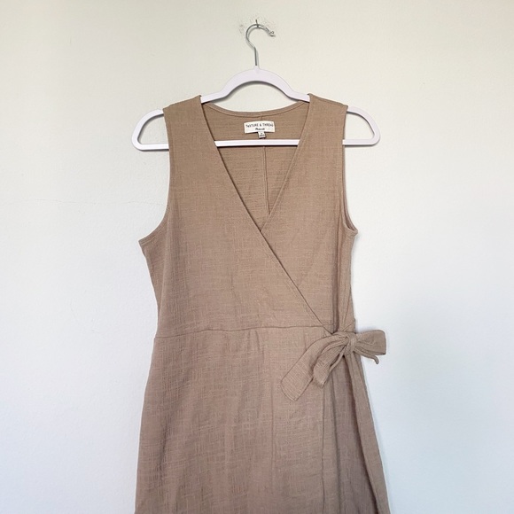 Madewell Texture & Thread Crosshatch Side-Tie Mini Dress Neutral Summer Medium - Picture 4 of 10